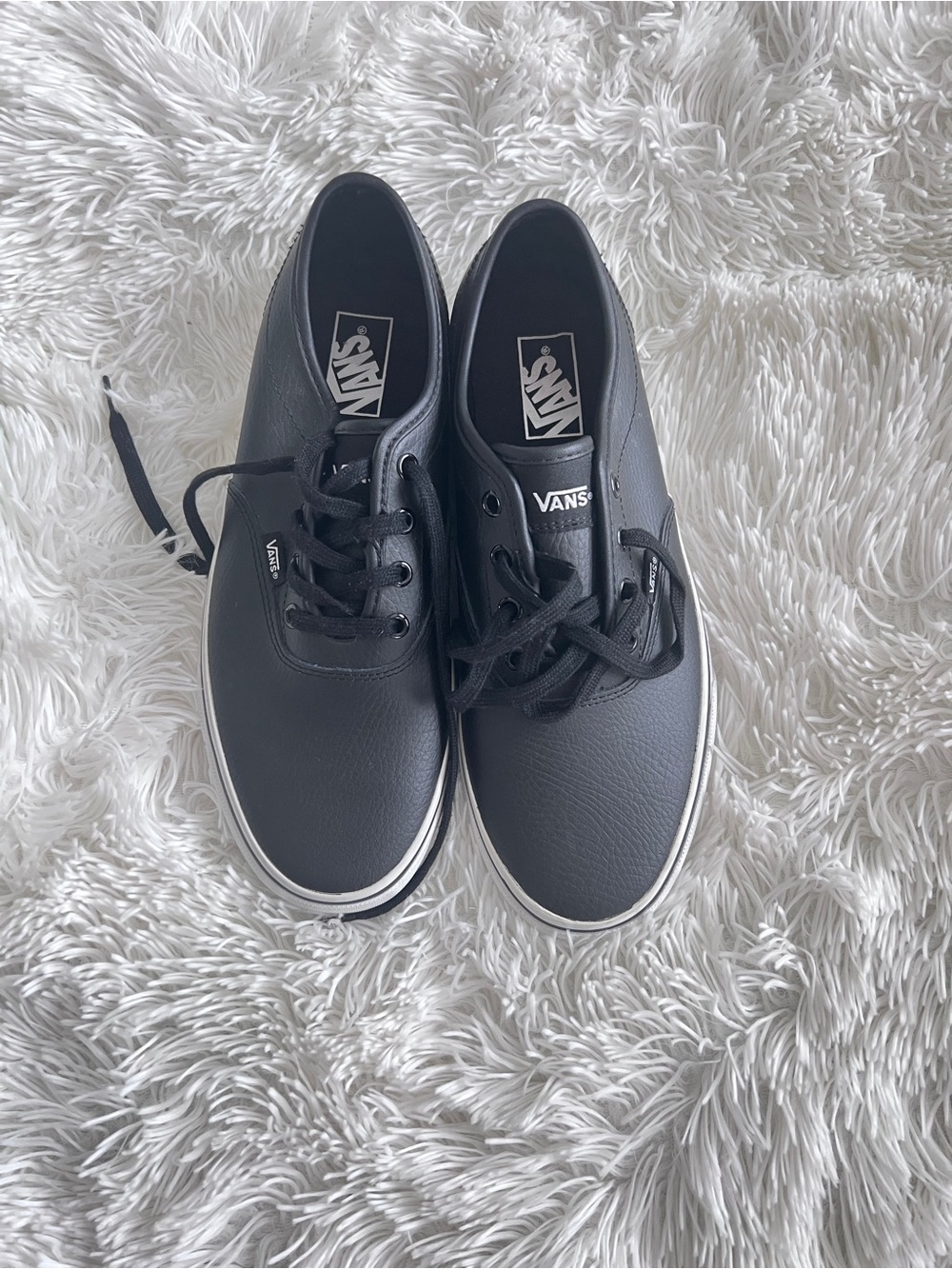 Vans Black Leather Low-Top Sneakers for Men